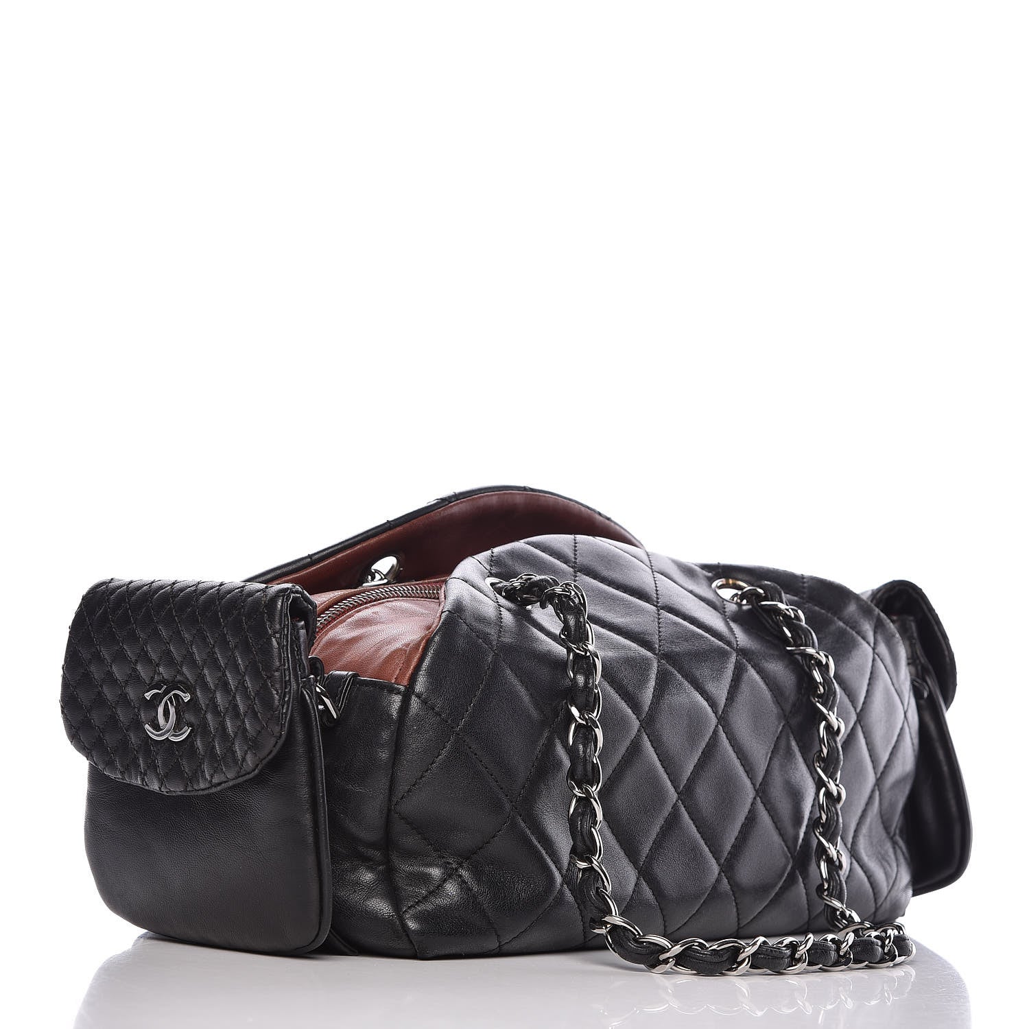 Chanel Lambskin Quilted Multipocket Bowling Bag Black 3 of 11