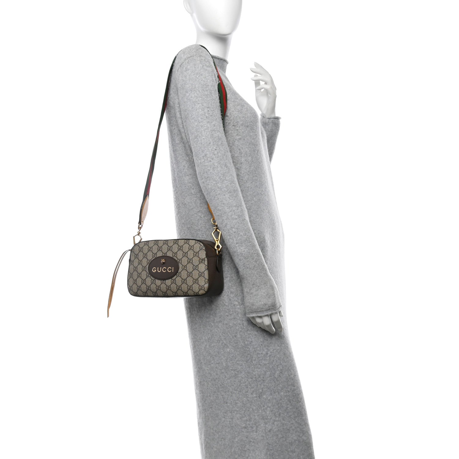 Gucci GG Supreme Monogram Web Neo Vintage Shoulder Bag Beige New Acero Crop 2 of 11