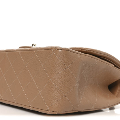 Chanel Caviar Quilted Jumbo Double Flap Beige 10 of 14