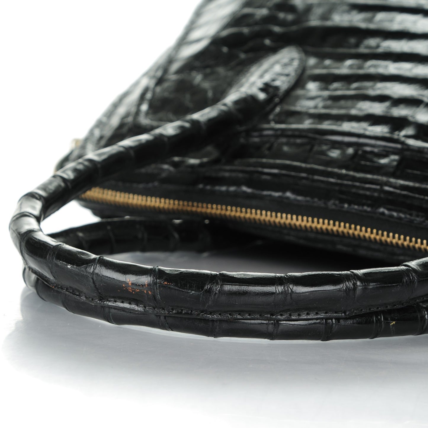 Crocodile Top Handle Tote Black