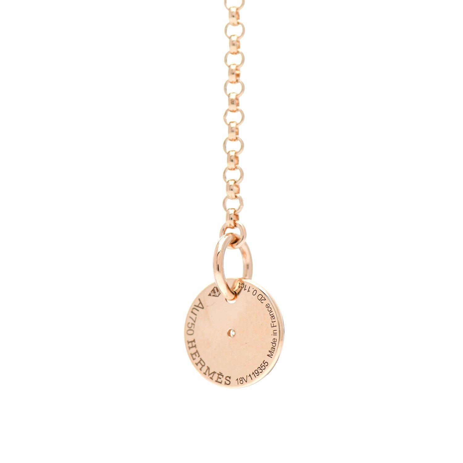 Hermes 18K Rose Gold Diamond Gambade Necklace 5 of 6