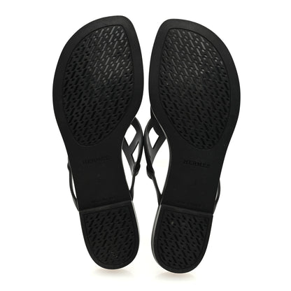 Hermes Rubber Womens Egerie Sandals 37 Black 5 of 8