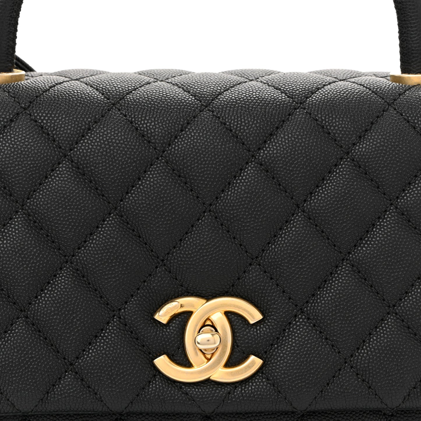 Caviar Quilted Small Coco Handle Flap Black