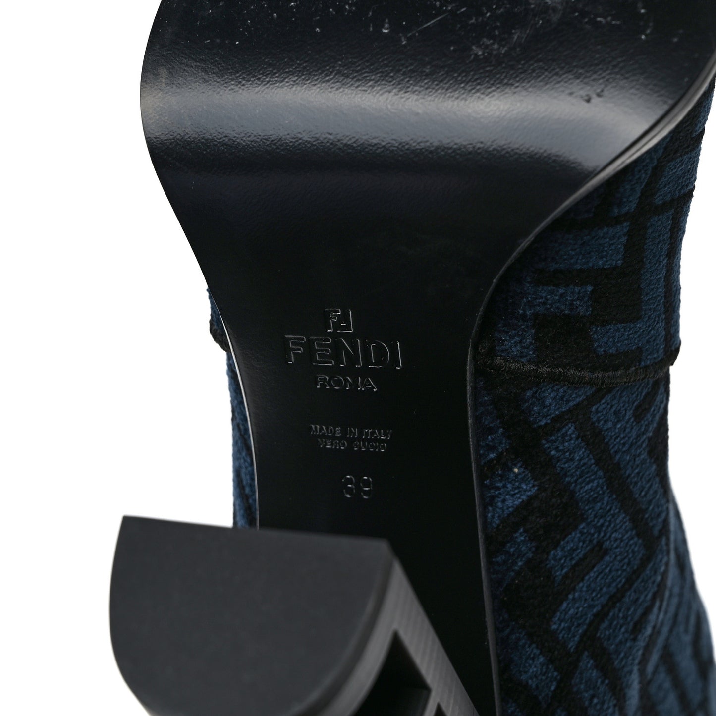 Chenille Jacquard FF 110mm Knee Boots 39 Black Blue