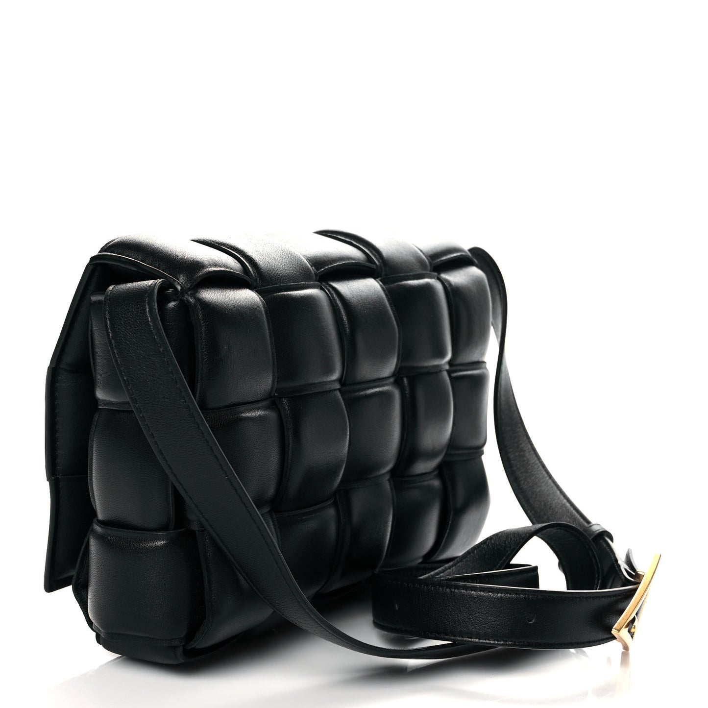 Nappa Maxi Intreccio Padded Cassette Crossbody Bag Black