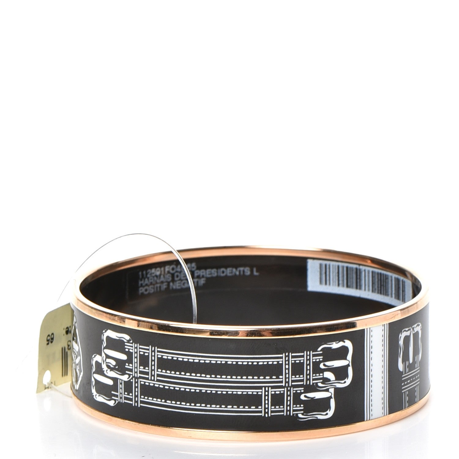 Hermes Enamel Printed Harnais des Presidents Wide Bracelet 65 Positif Negatif 3 of 5