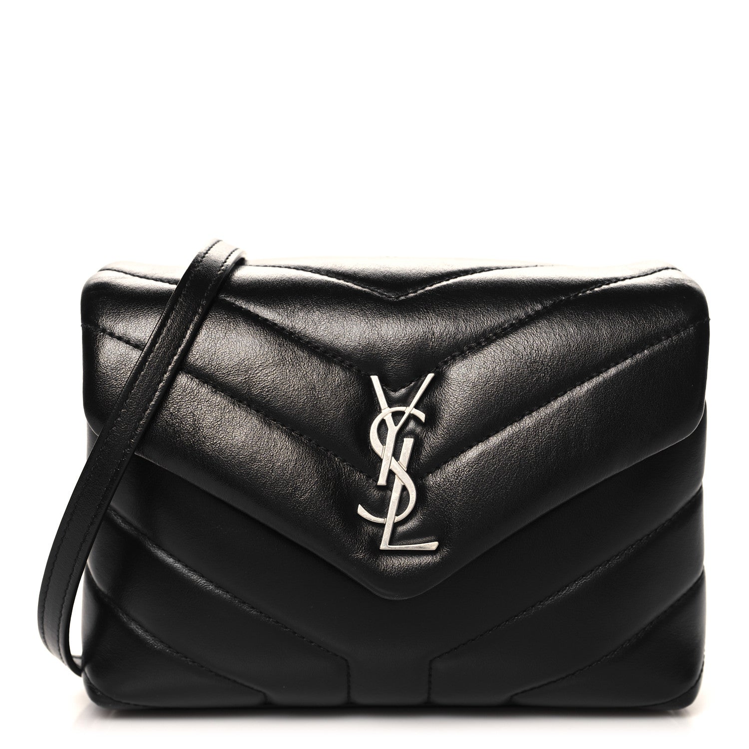 Saint Laurent Calfskin Y Quilted Monogram Toy Loulou Crossbody Bag Black 1 of 10
