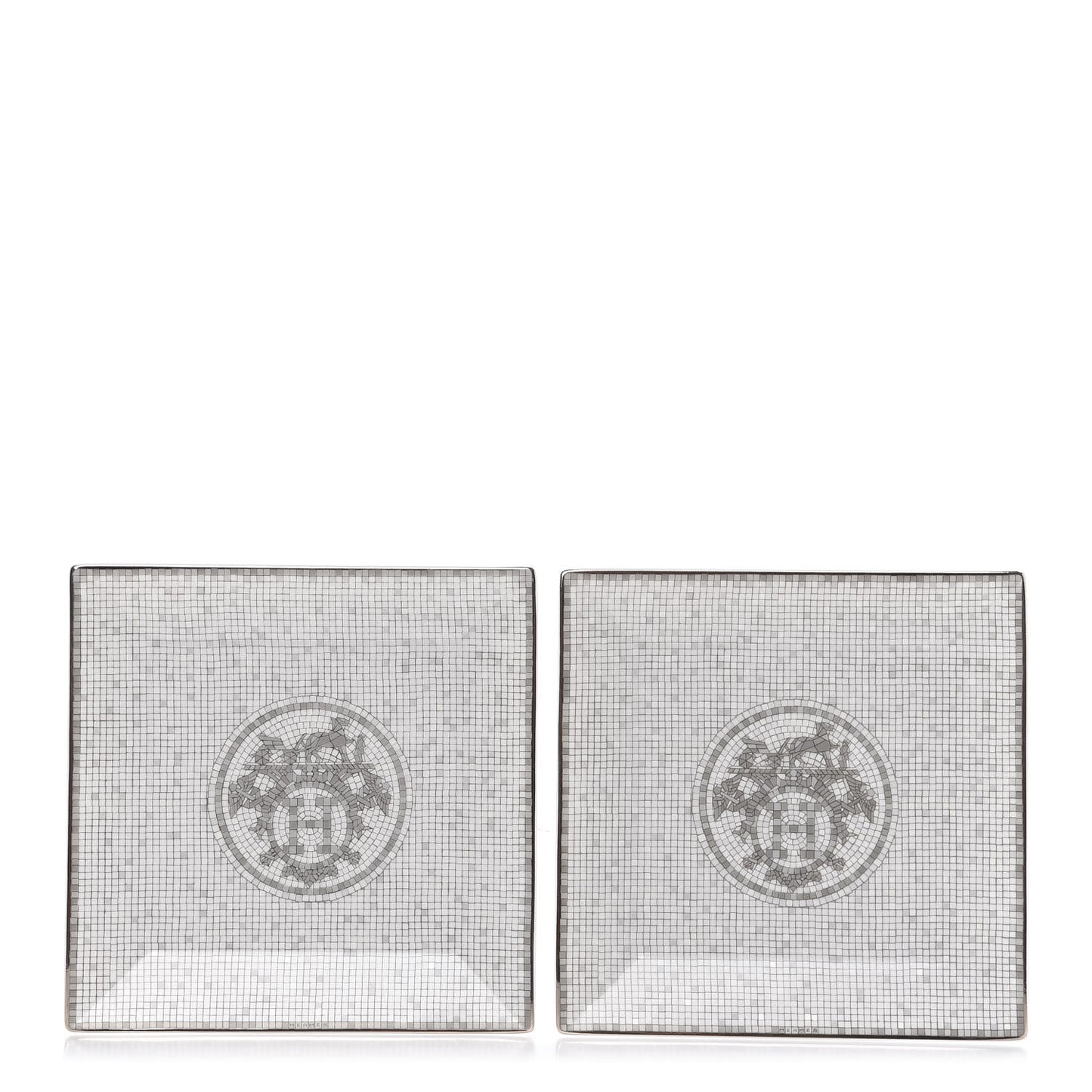 Porcelain Mosaique Au 24 Square Plate Set of 2 Platine