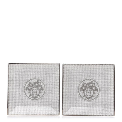 Hermes Porcelain Mosaique Au 24 Square Plate Set of 2 Platine 1 of 7