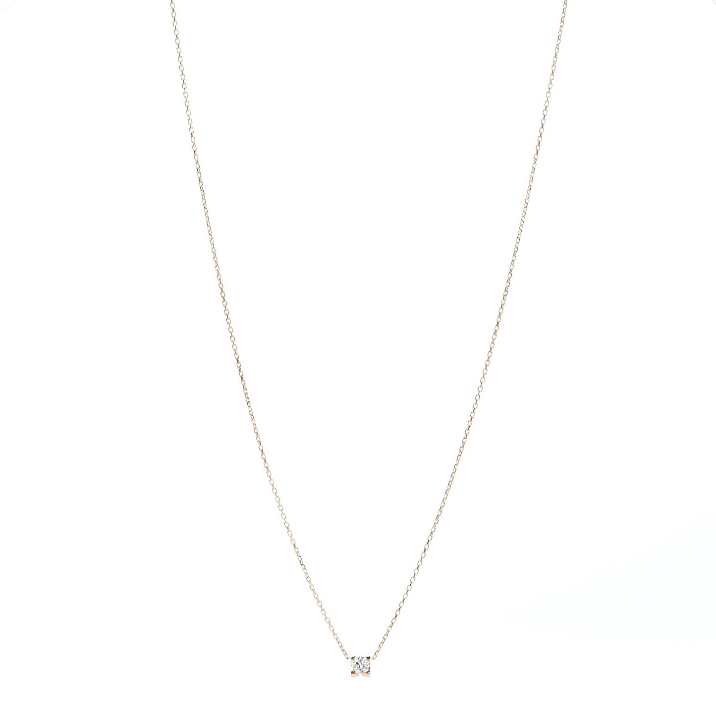 18K Pink Gold Diamond .18ct C De Pendant Necklace