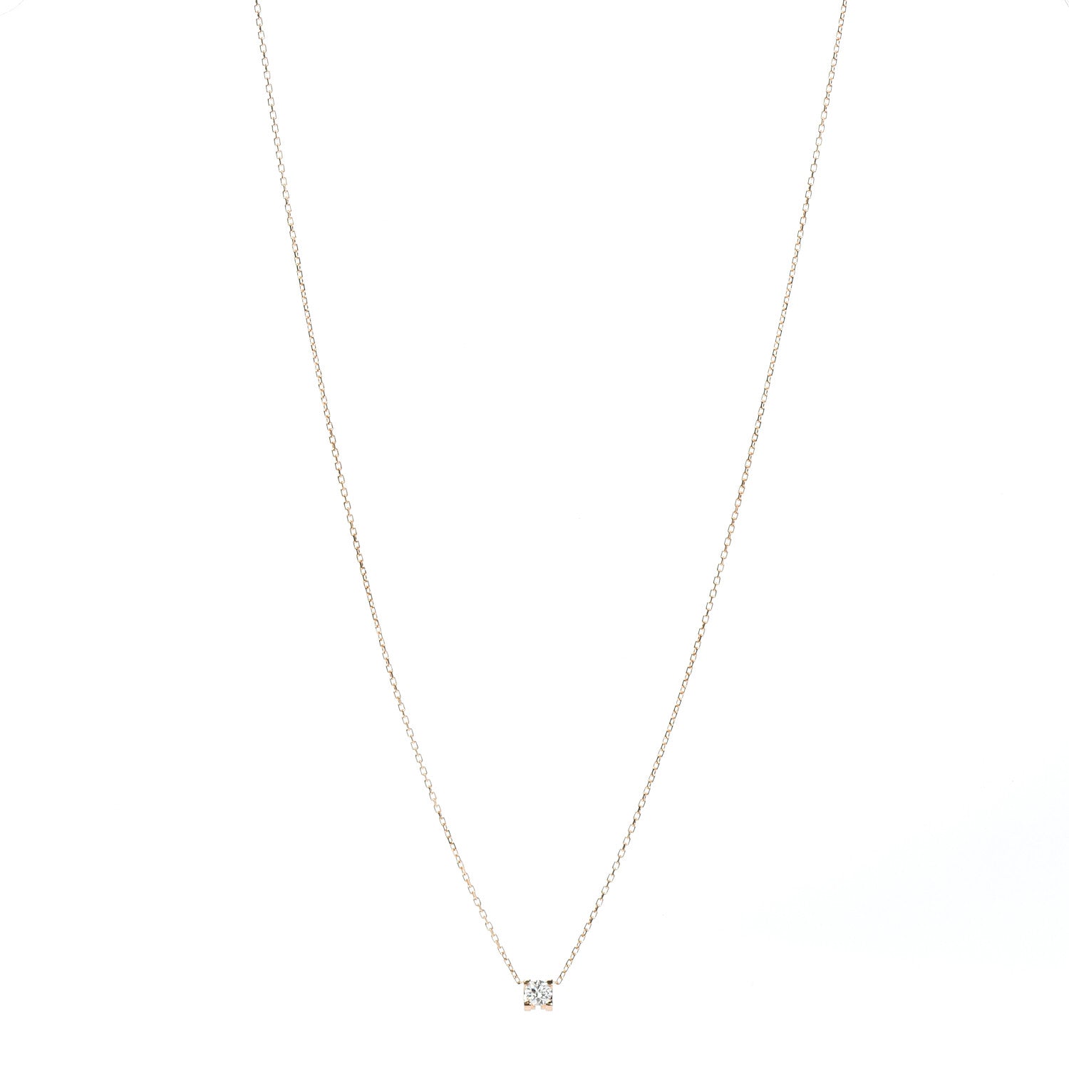 Cartier 18K Pink Gold Diamond .18ct C De Pendant Necklace 1 of 5