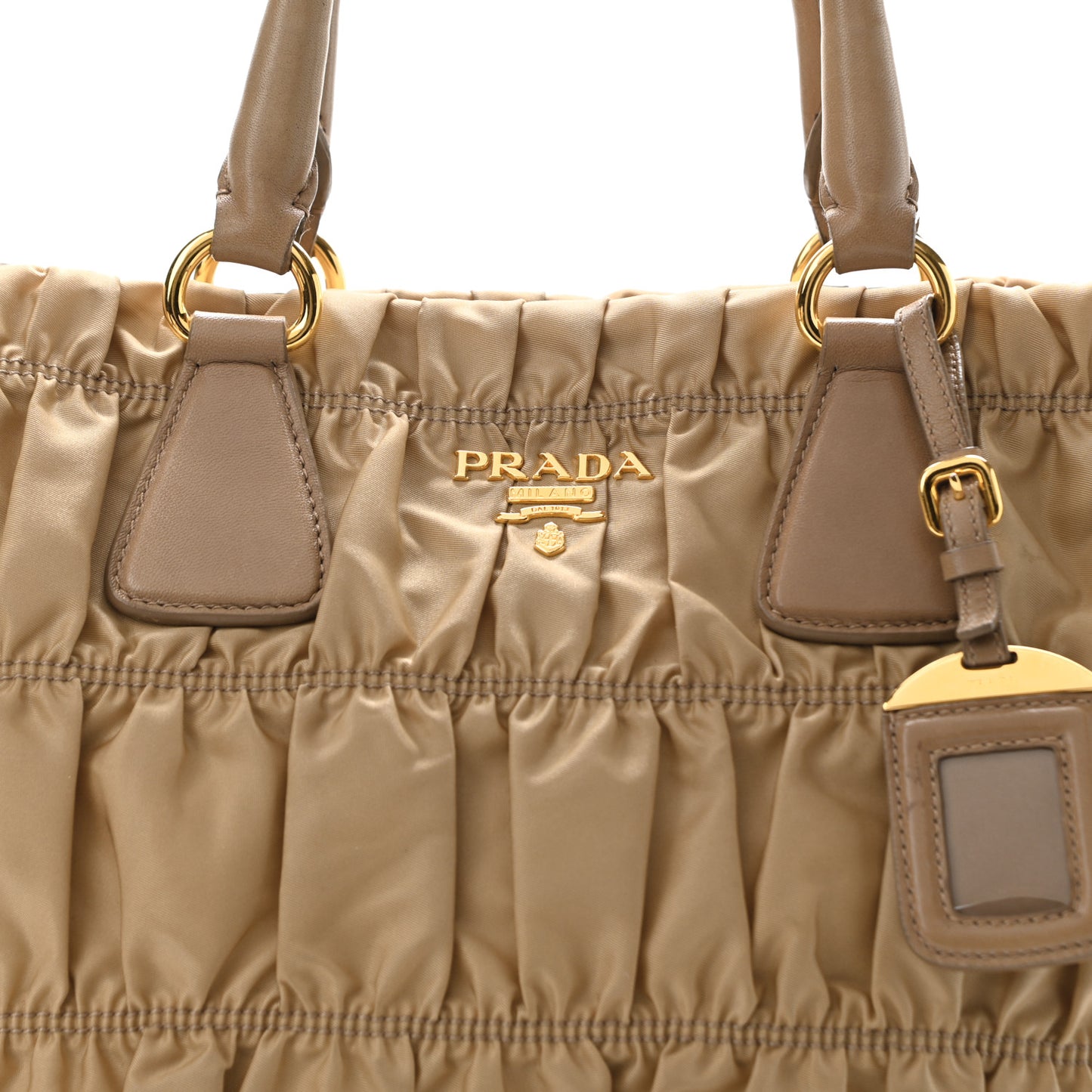 Tessuto Nylon Gaufre Drawstring Tote Cammello