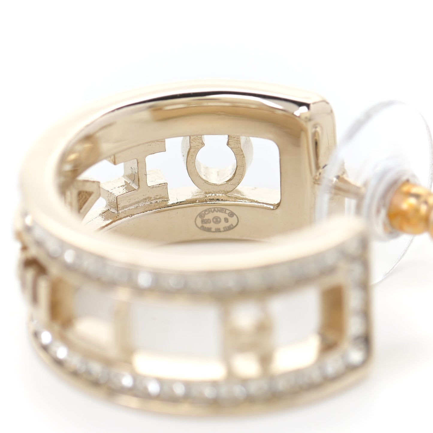 Metal Crystal Bow-tiful CC Hoop Earrings Gold