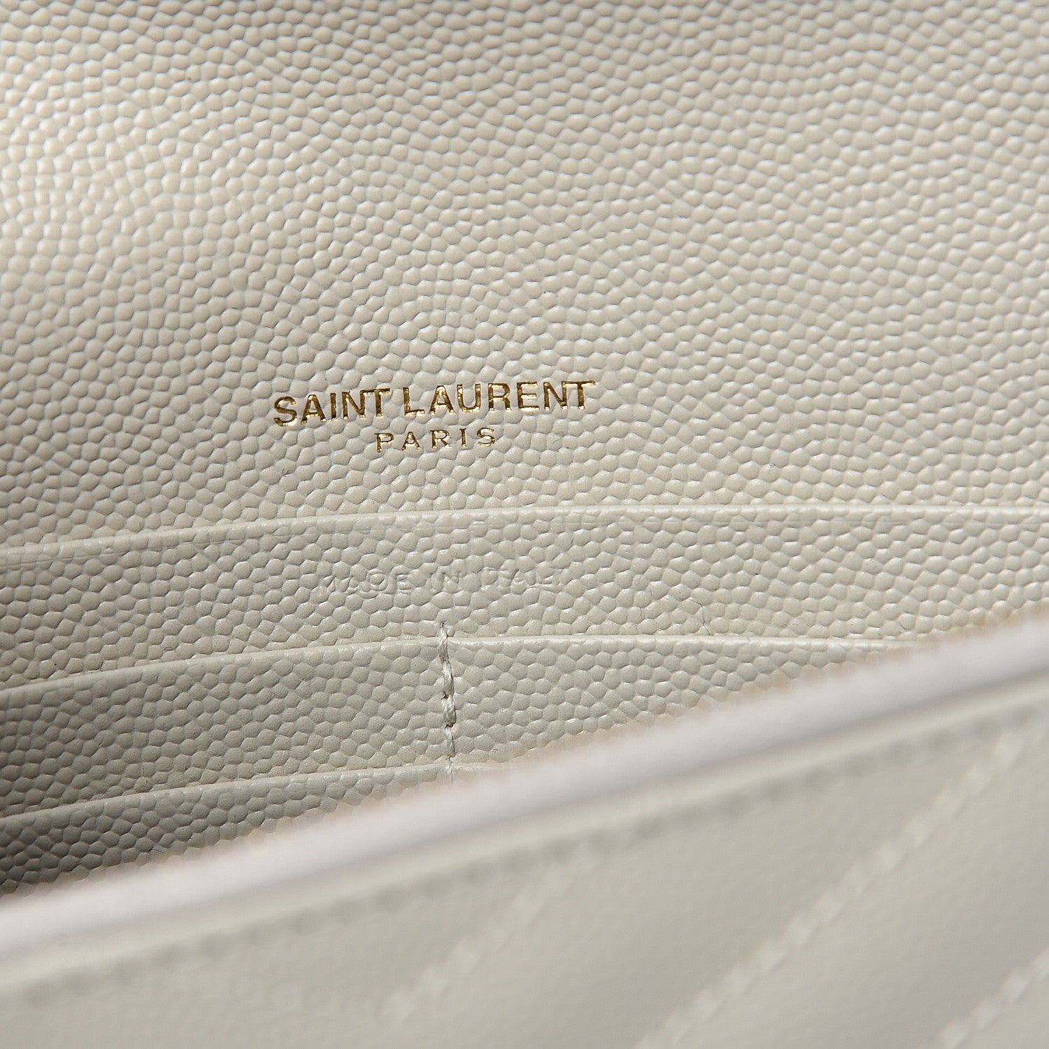 Saint Laurent Grain De Poudre Matelasse Chevron Monogram Envelope Chain Wallet Porcellana 5 of 9