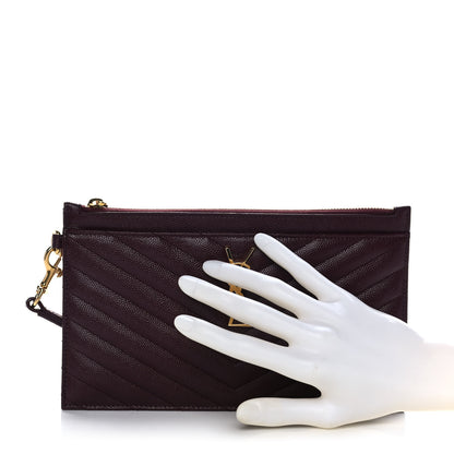 Saint Laurent Grain De Poudre Chevron Monogram Large Bill Pouch Rouge Legion 2 of 8