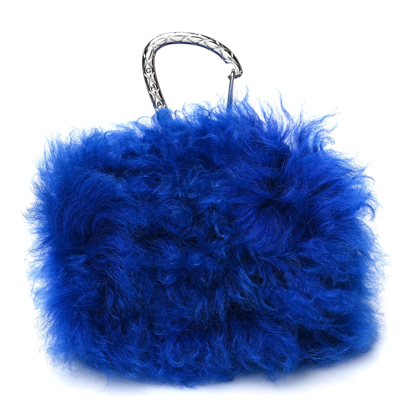Shearling Lambskin CC Hook Card Holder Blue