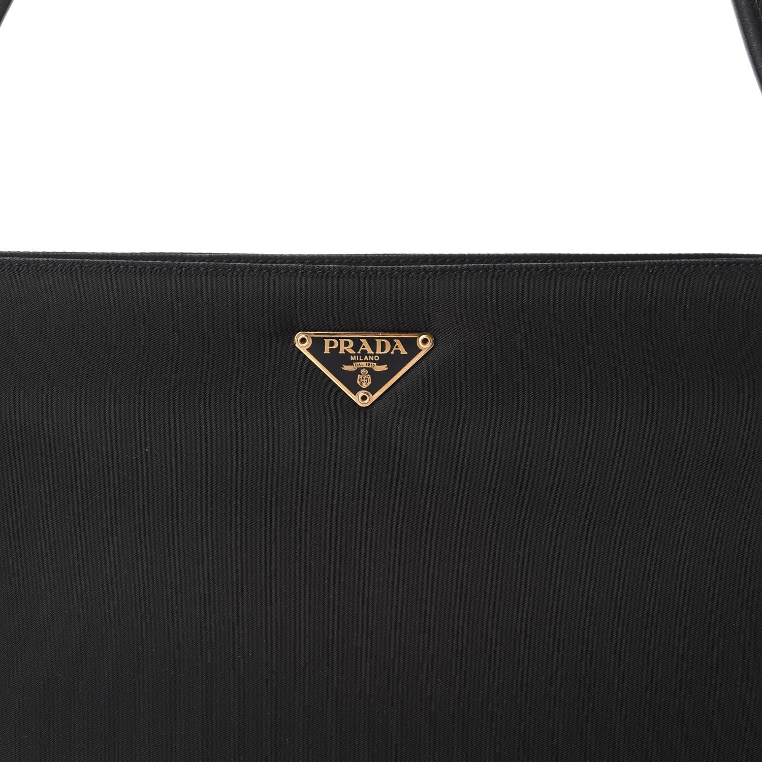 Prada Tessuto Nylon Soft Calfskin Shoulder Bag Black 11 of 11