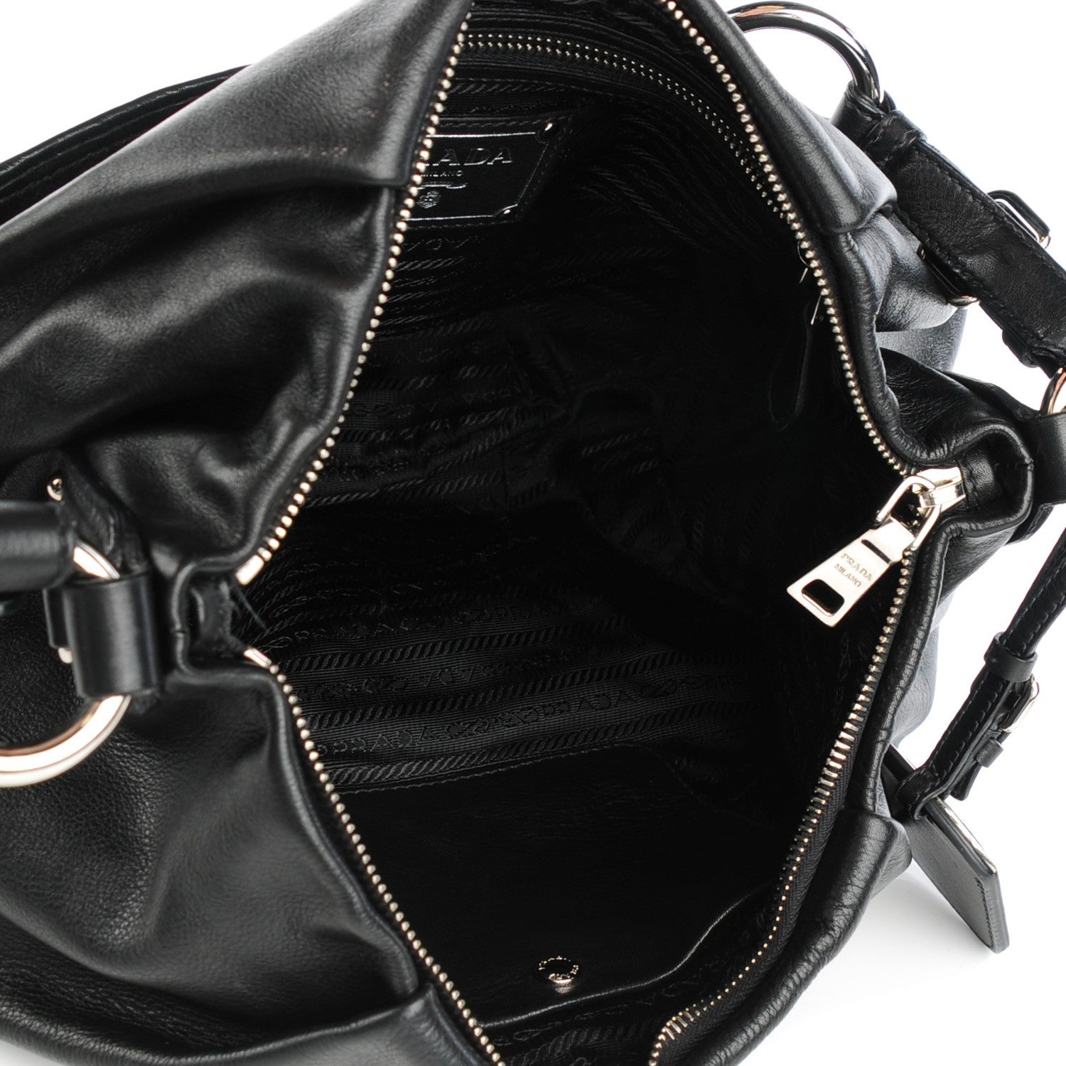 Prada Soft Calf Hobo Black 5 of 8