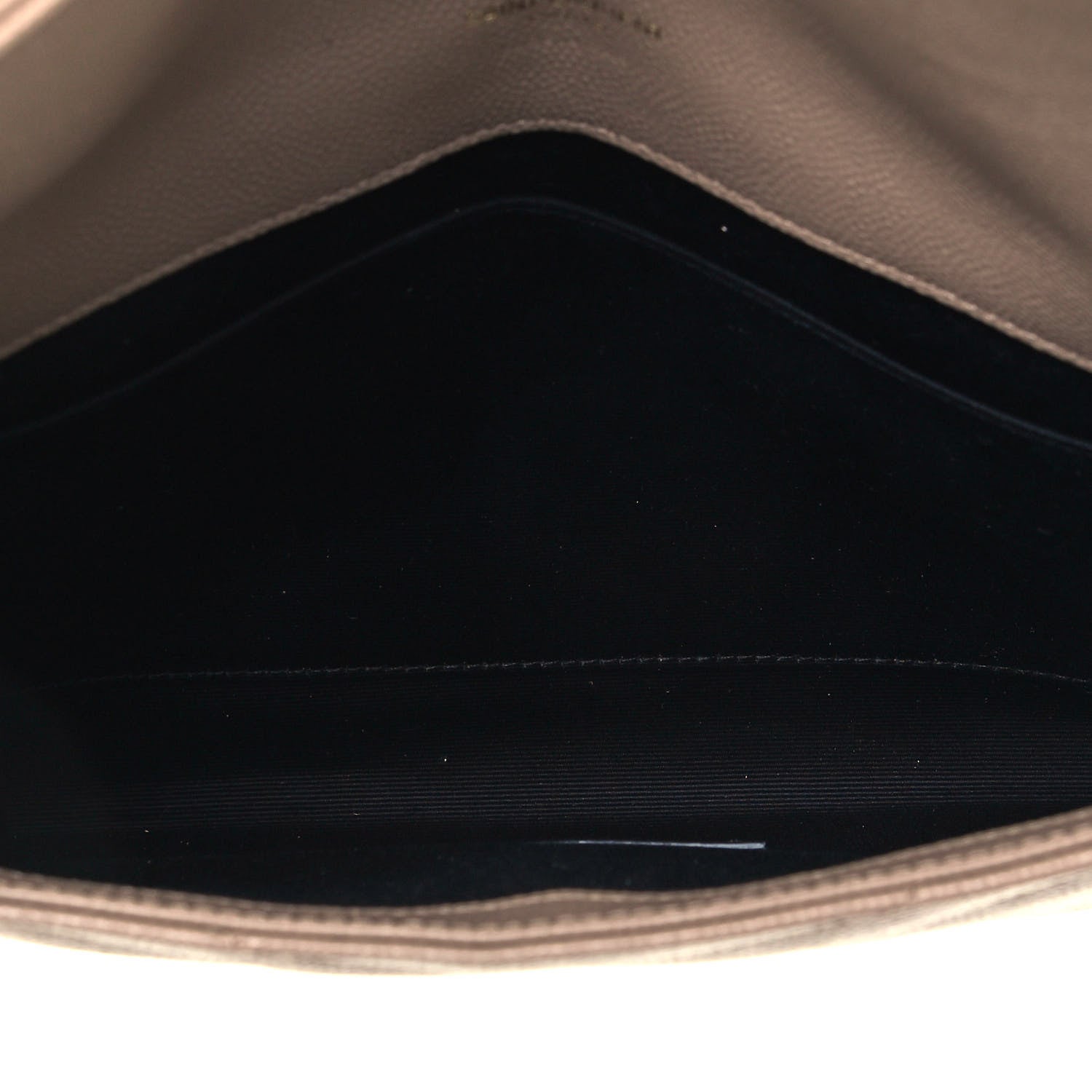 Saint Laurent Grain De Poudre Matelasse Chevron Monogram Envelope Clutch Dark Beige 5 of 8