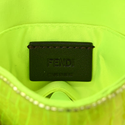 Fendi Transparent Paillettes Vitello King Nano Maxi Buckle Baguette Charm Yellow Fluo 6 of 9