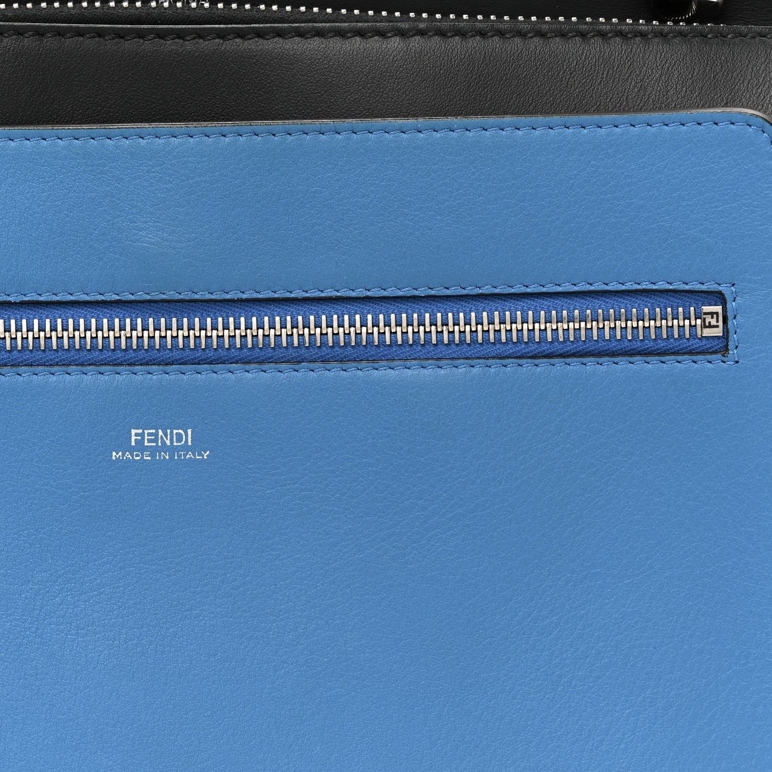Fendi Vitello Baltico Dolce DotCom Satchel Black Blue Royal 8 of 16