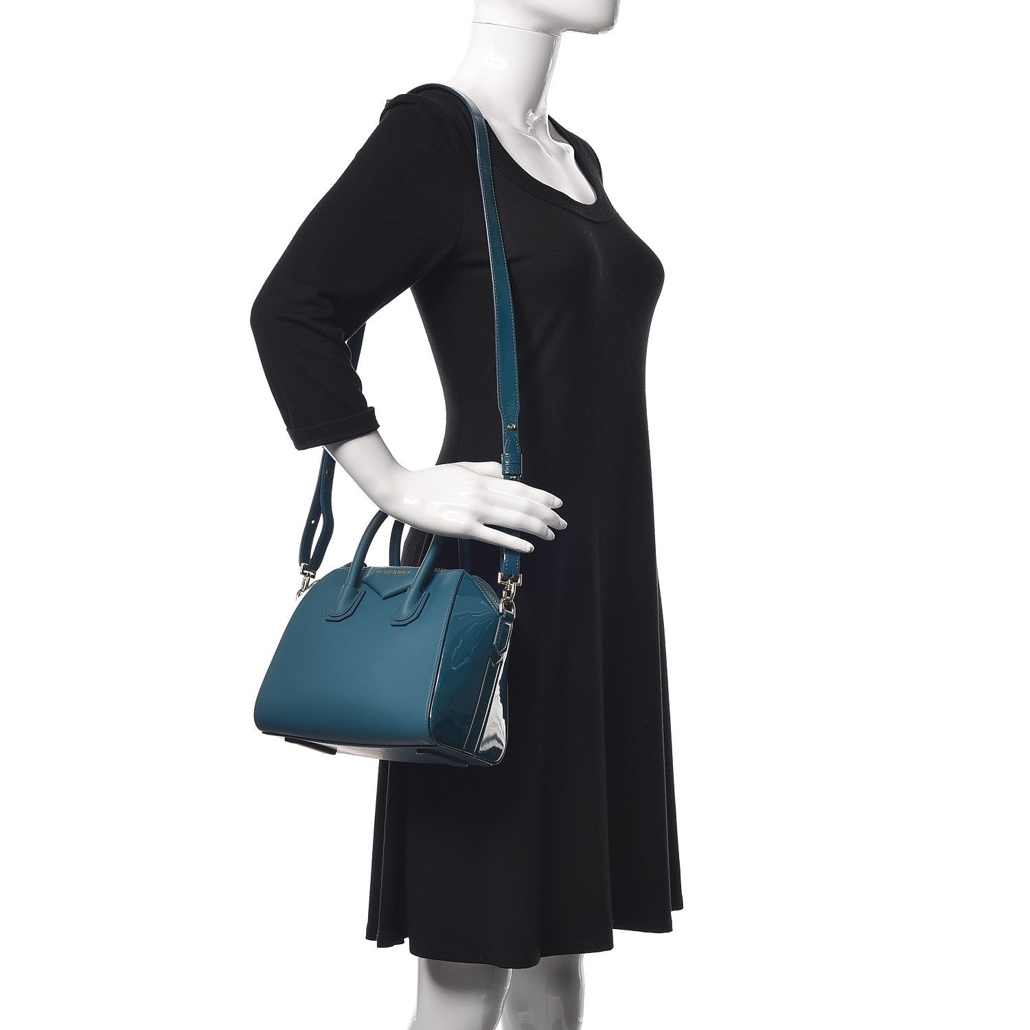 Givenchy Calfskin Patent Mini Antigona Petrol Blue 2 of 12