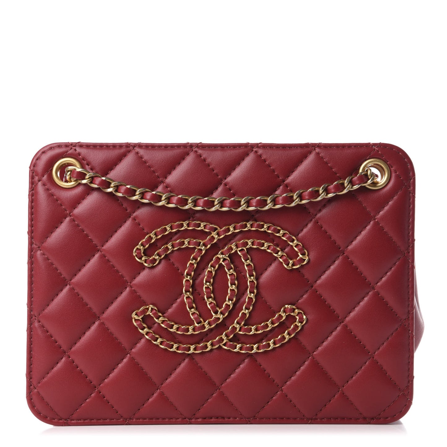 Calfskin Quilted CC Small Once Upon A Time Tote Red