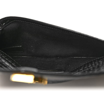 Saint Laurent Calfskin Crocodile Embossed Uptown Monogram Pouch Black 5 of 10