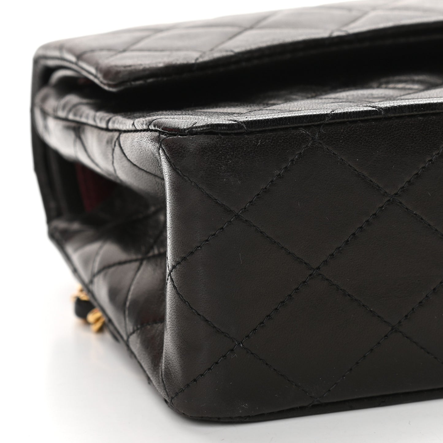 Lambskin Quilted Medium Double Flap Black