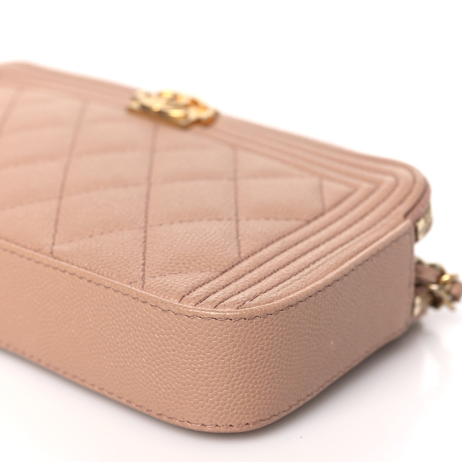 Chanel Caviar Quilted Small Boy Clutch With Chain Beige 11 of 12
