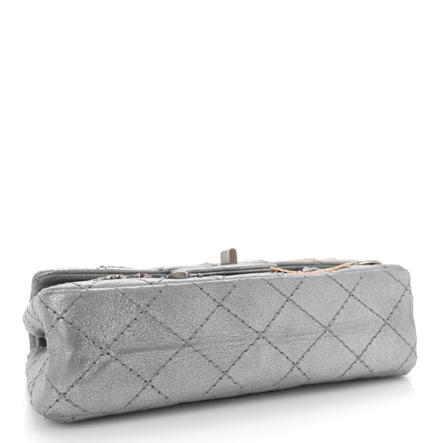 Chanel Metallic Calfskin Quilted Lucky Charms 2.55 Reissue 224 Flap Dark Silver 4 of 11