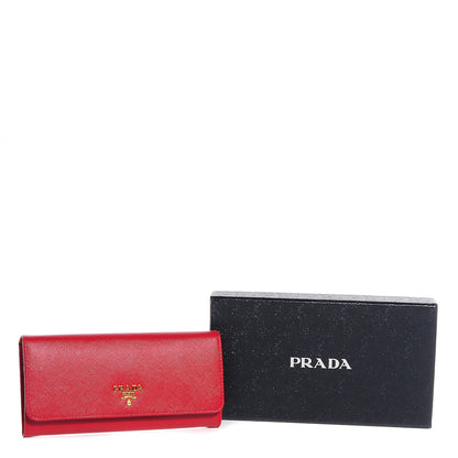 Prada Saffiano Metal Continental Flap Wallet Fuoco 8 of 12