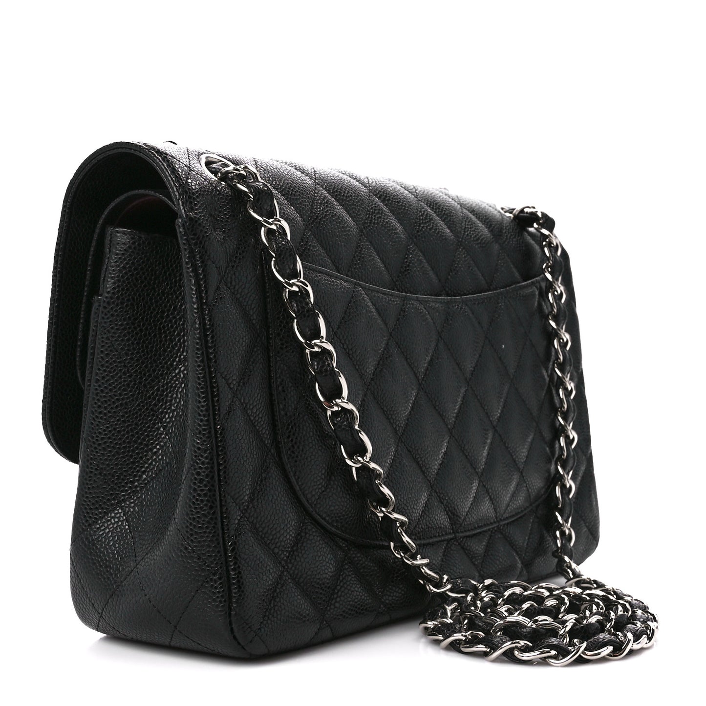 Caviar Quilted Jumbo Double Flap Black
