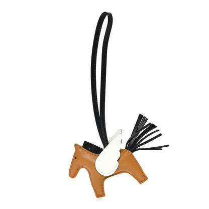Hermes Milo Lambskin Grigri Rodeo Pegase Horse Bag Charm PM Sesame Black Nata 1 of 5