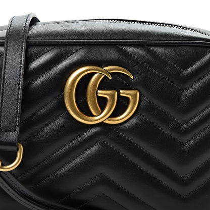 Gucci Calfskin Matelasse Small GG Marmont Chain Shoulder Bag Black 7 of 9