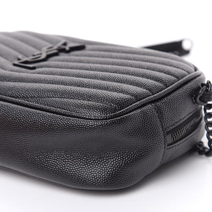 Saint Laurent Grain De Poudre Matelasse Monogram Mini Lou Camera Bag Black 9 of 10