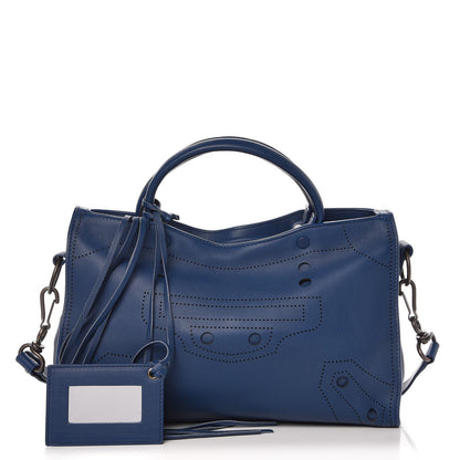 Balenciaga Veau Soyeux Perforated Blackout Hardware S City Bleu Marine 1 of 8