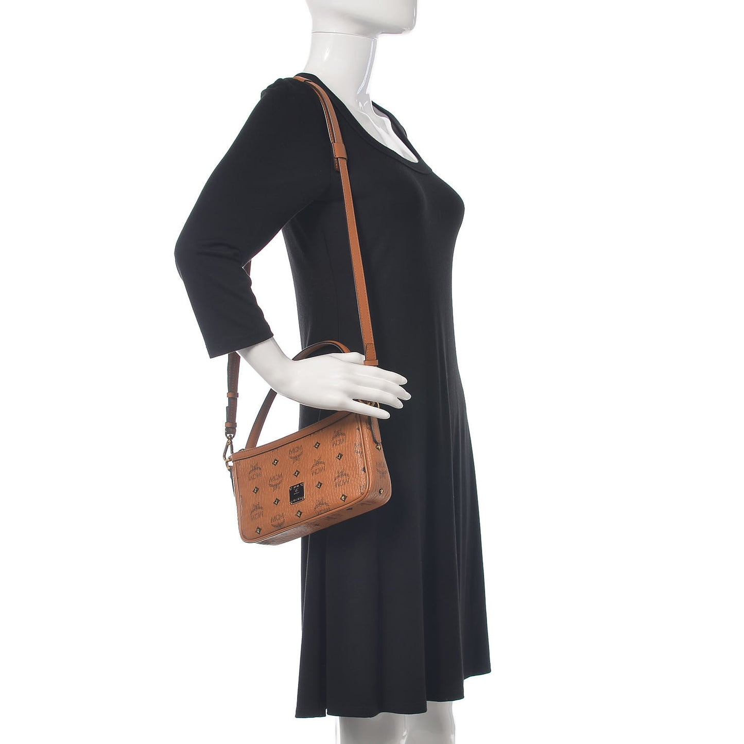 Visetos Studded Small Crossbody Bag Cognac