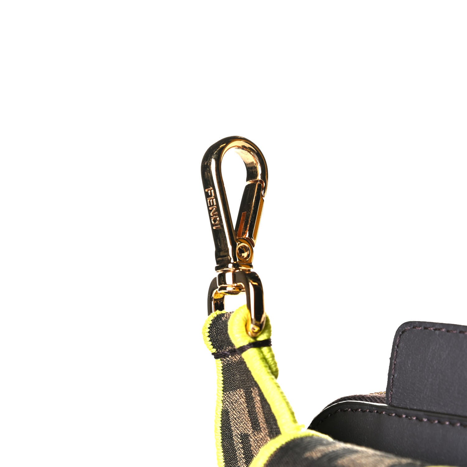 Fendi Fabric Jacquard FF 1974 Cell Pocket Strap You Tobacco Moro Giallo Fluo 7 of 7