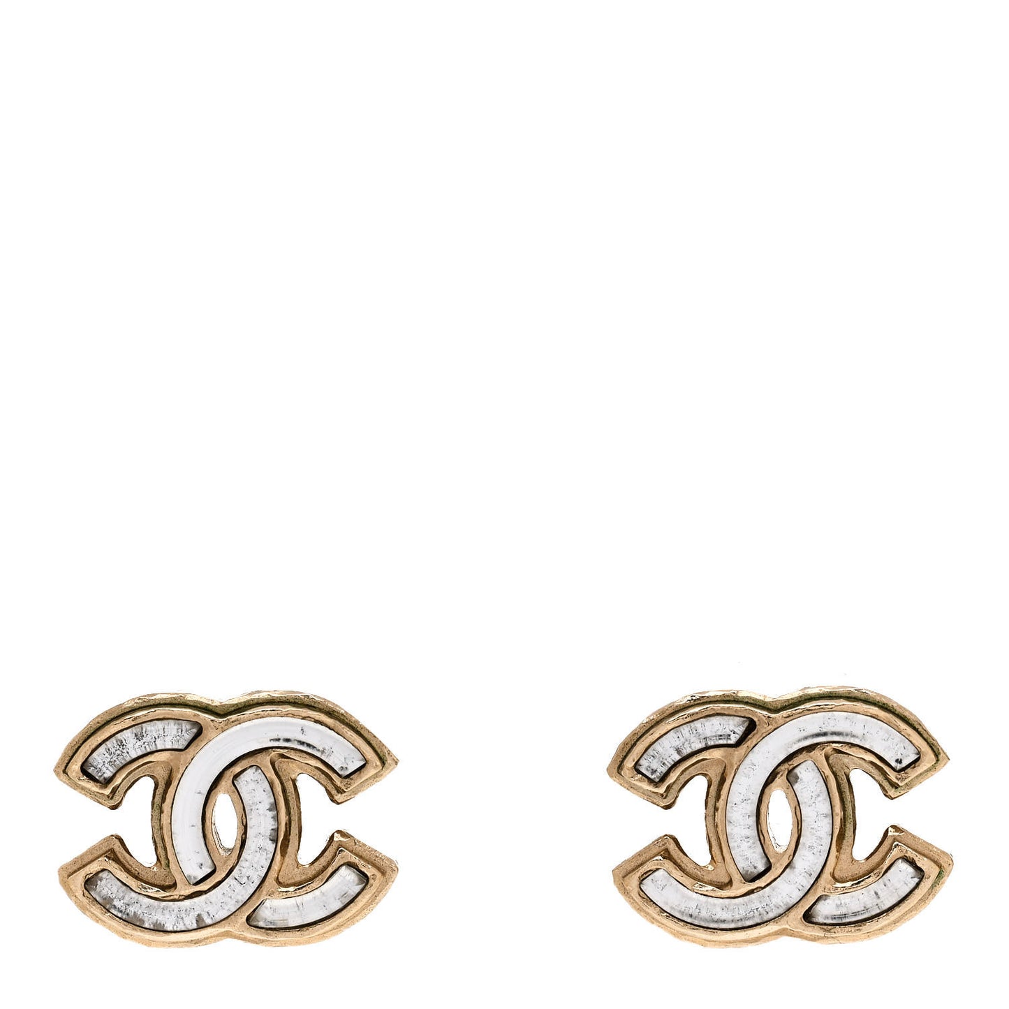 Enamel CC Earrings Grey Gold