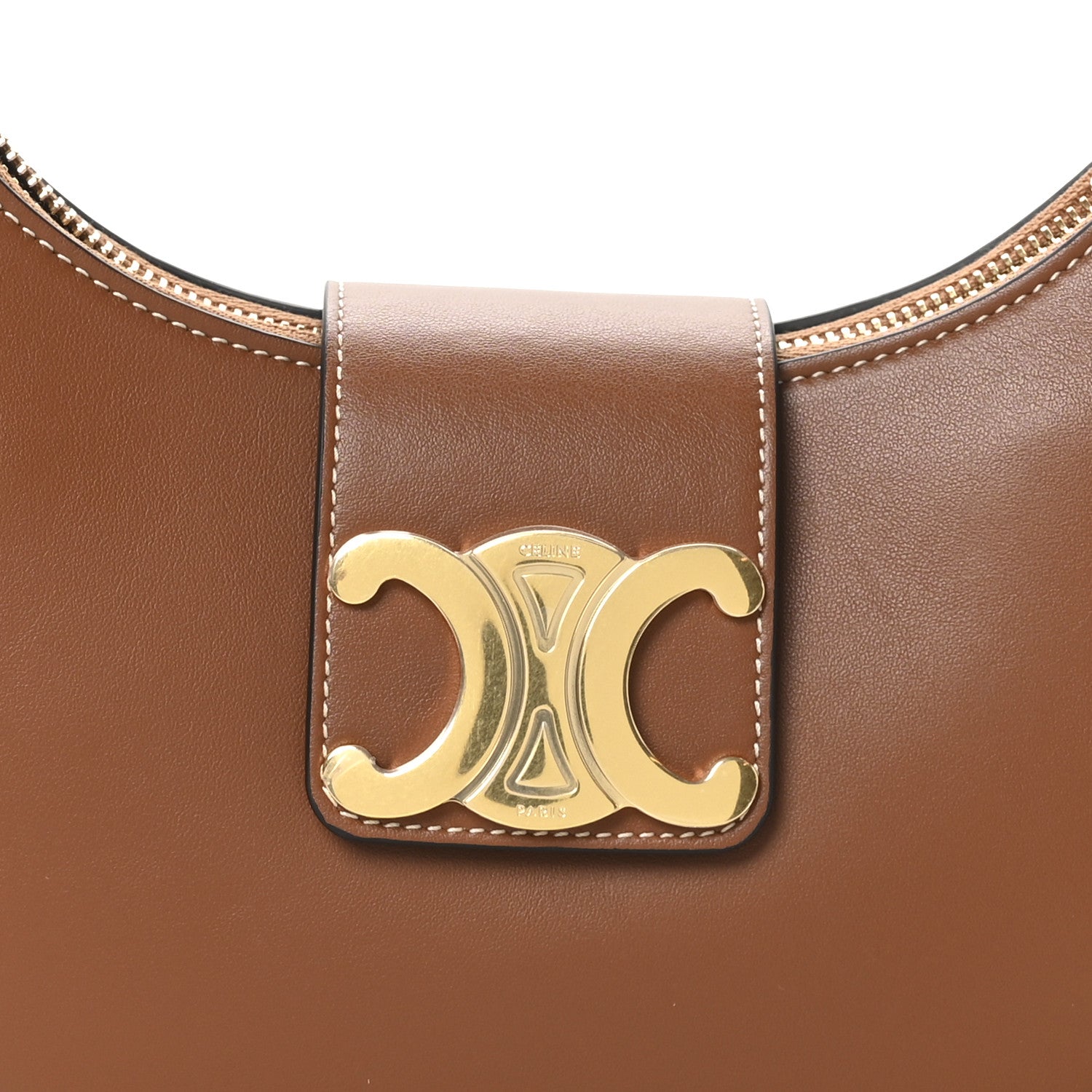Celine Smooth Calfskin Medium Strap Ava Triomphe Shoulder Bag Tan 8 of 10