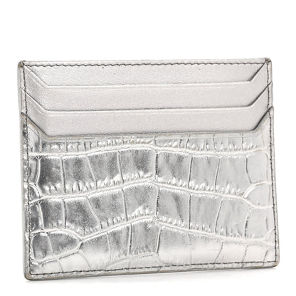Miu Miu Crocodile Embossed Card Holder Silver 3 of 12