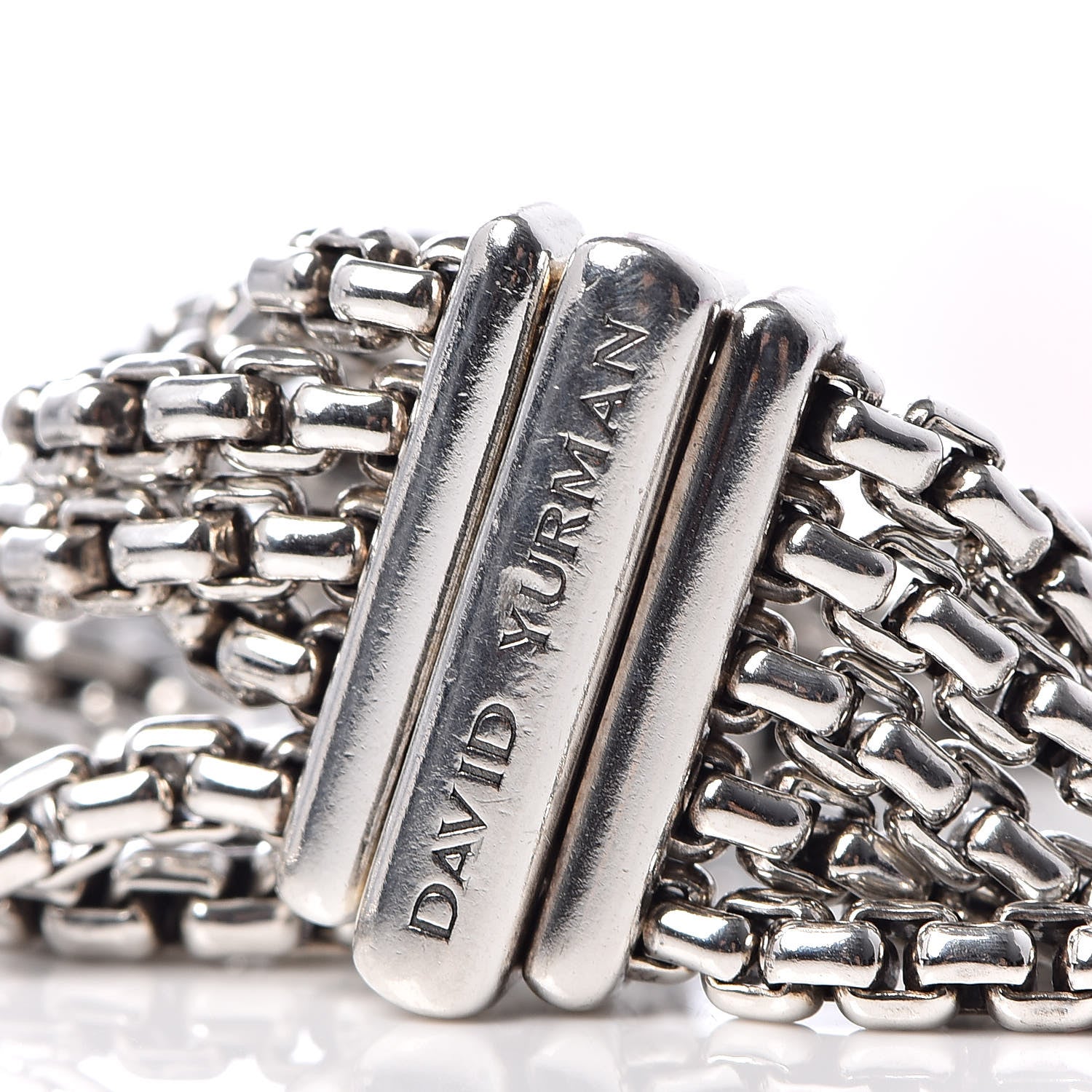 David Yurman Sterling Silver Five-Row Box Chain Bracelet 5 of 5
