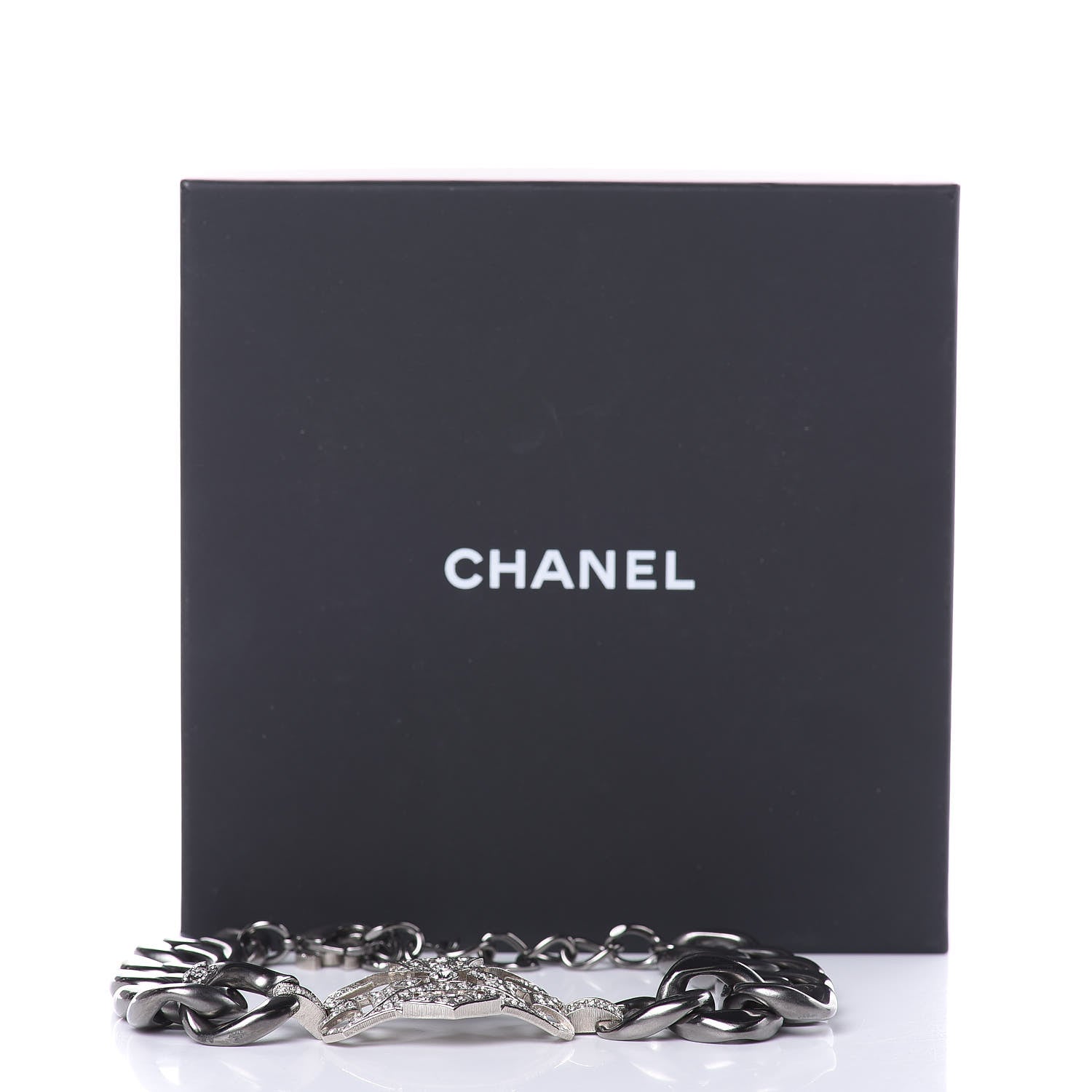 Chanel Crystal CC Chain Link Choker Dark Silver 5 of 5