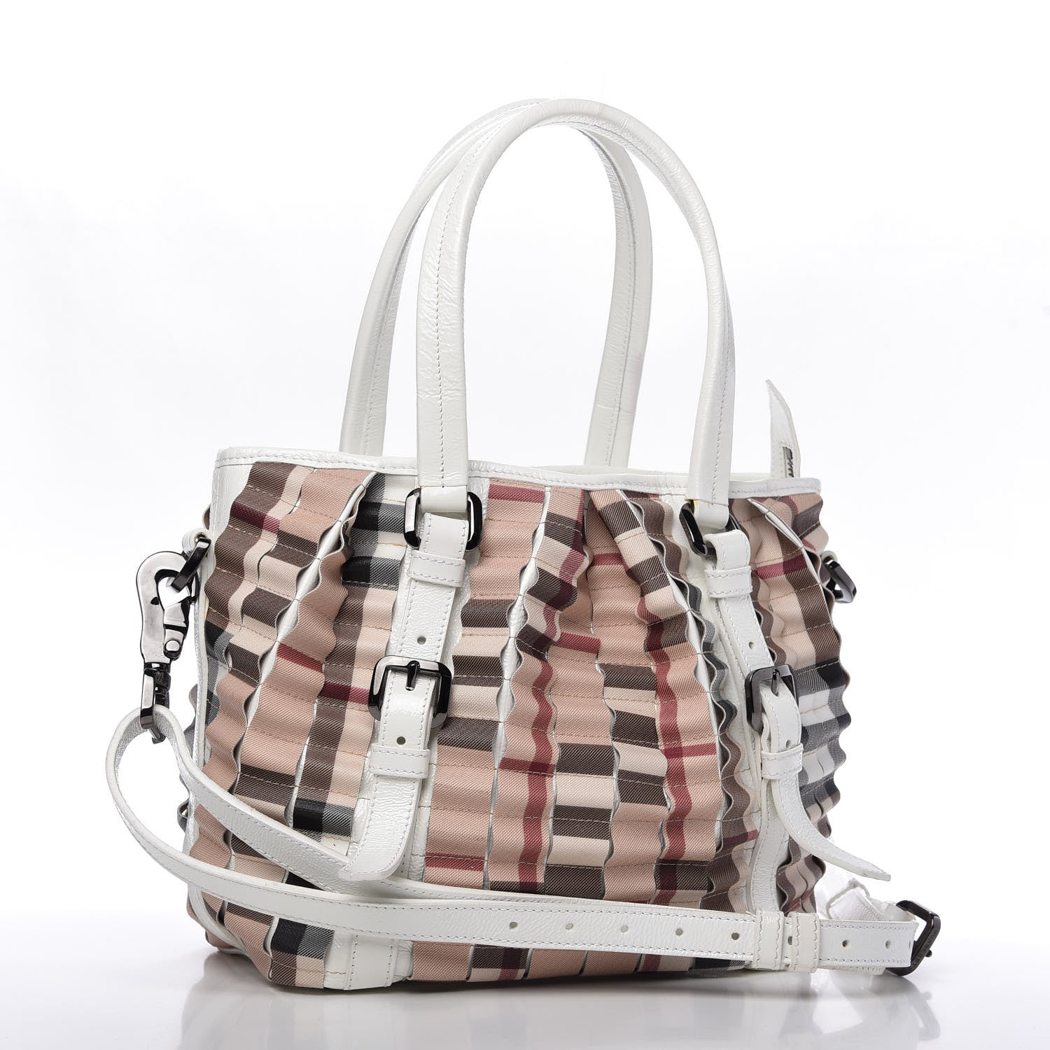 Burberry Patent House Check Ruffled Small Lowry White 3 of 11