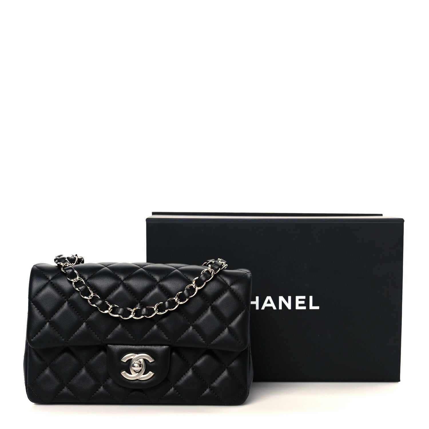 Chanel Lambskin Quilted Mini Rectangular Flap Black 12 of 12