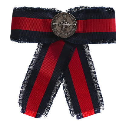 Gucci Grosgrain Web Crystal Bow Brooch Blue Red 3 of 5
