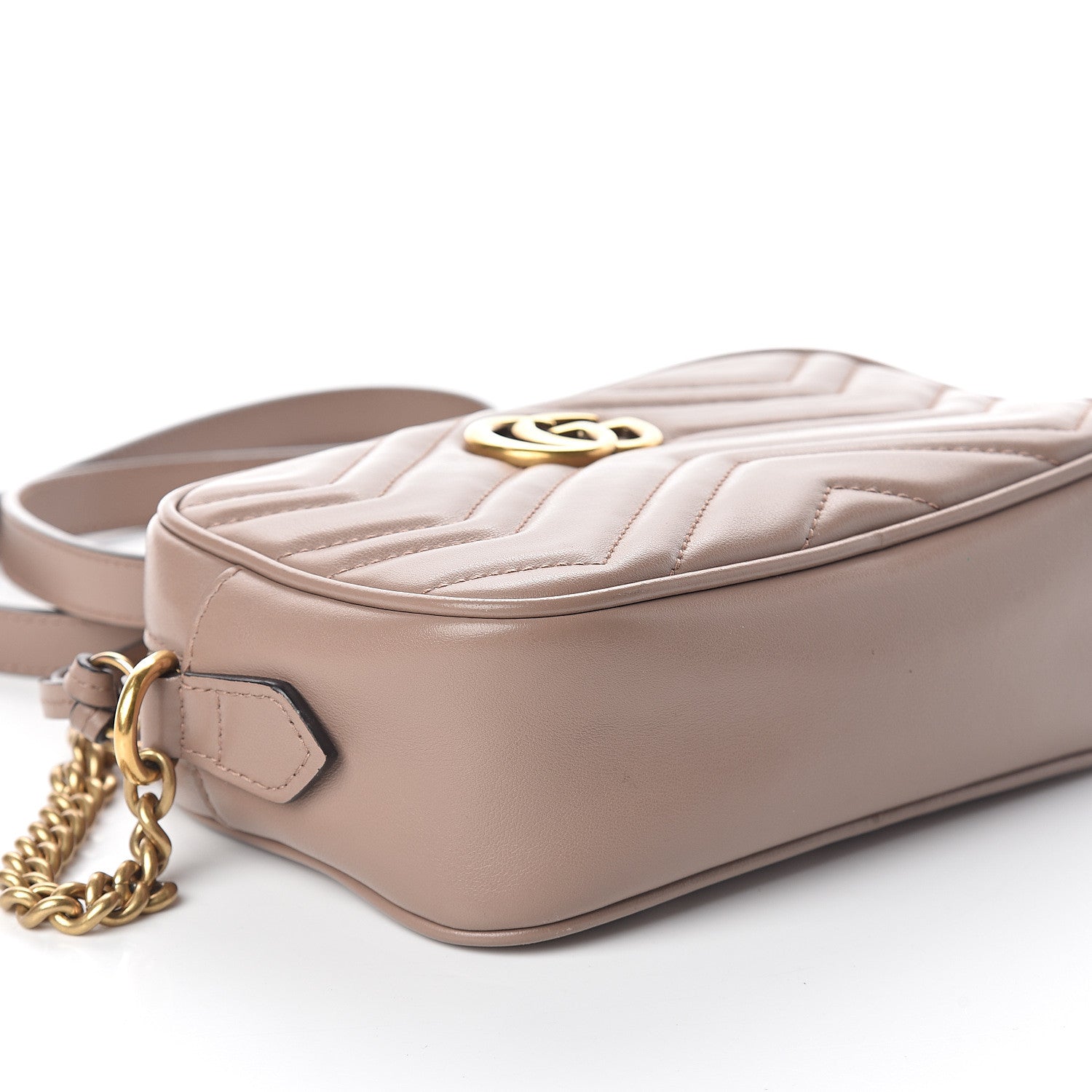 Gucci Calfskin Matelasse Mini GG Marmont Chain Shoulder Bag Porcelain Rose 7 of 8
