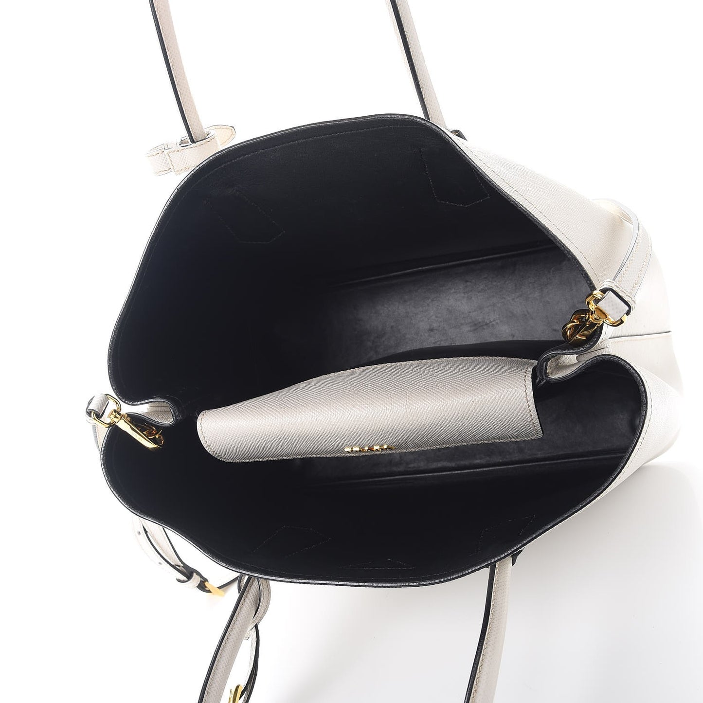 Saffiano Cuir Medium Double Bag Talco Nero Black