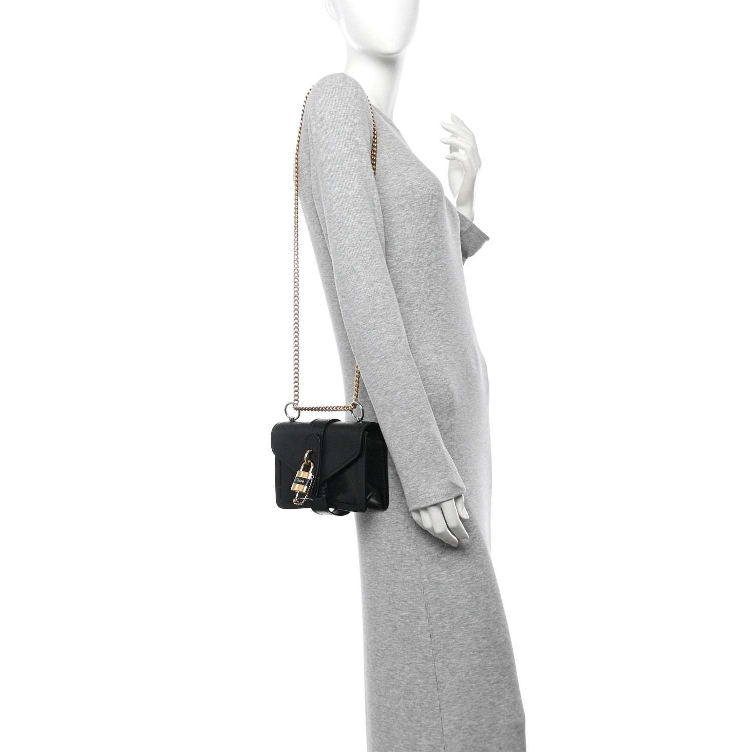 Chloe Shiny Goatskin Calfskin Mini Aby Chain Shoulder Bag Black 2 of 10